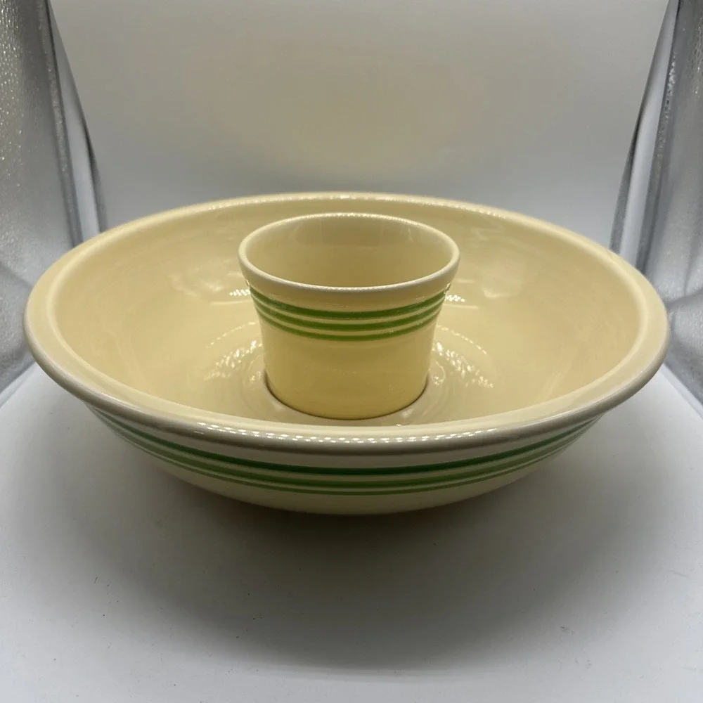 Fiesta HLCCA 2017 Conference Retro Green Stripe Chip & Dip Bowl